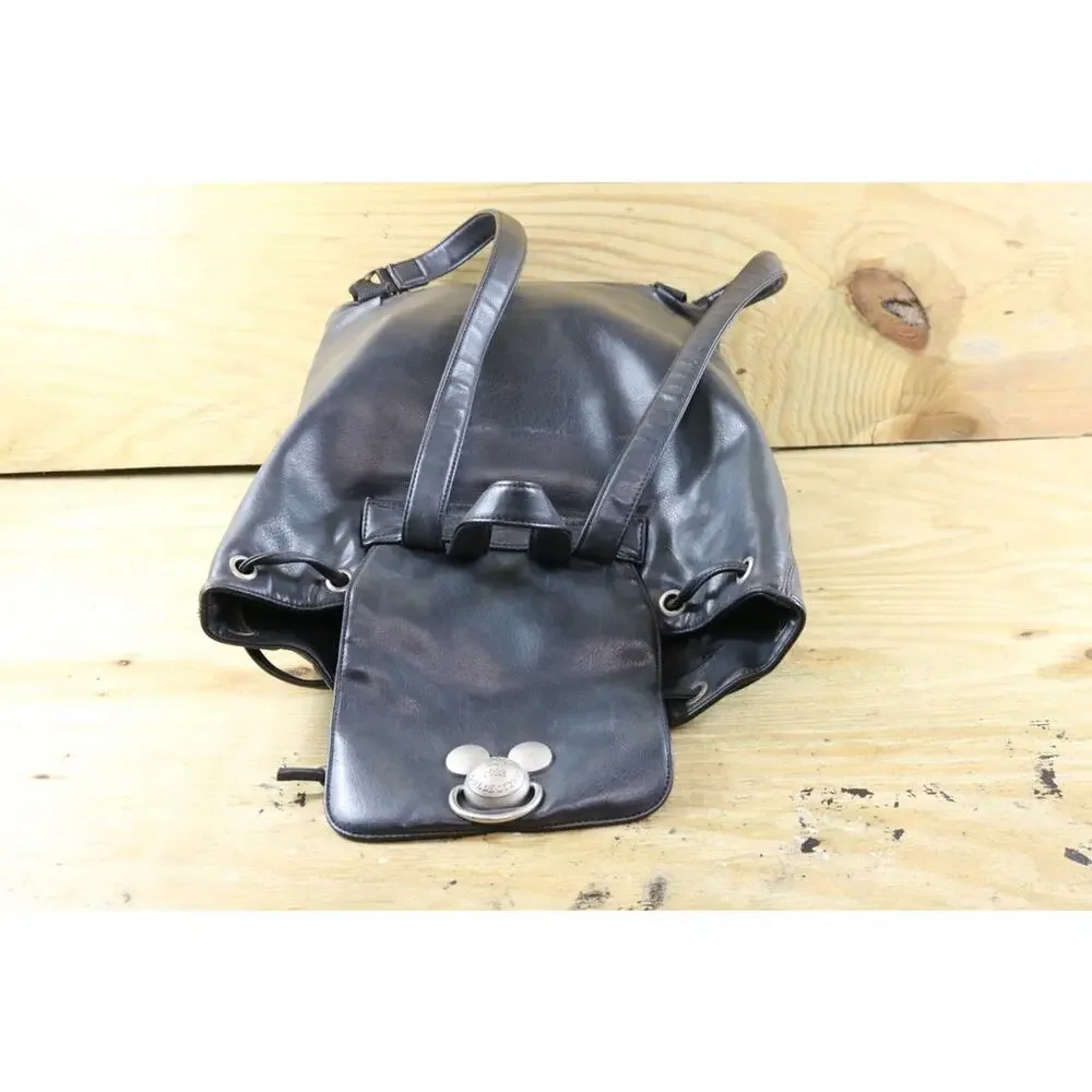 Disney Mickey Mouse Black Faux Leather Vinyl Backpack